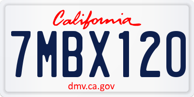 CA license plate 7MBX120