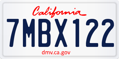 CA license plate 7MBX122
