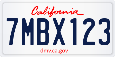 CA license plate 7MBX123