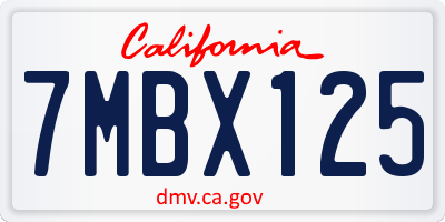 CA license plate 7MBX125