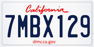 CA license plate 7MBX129