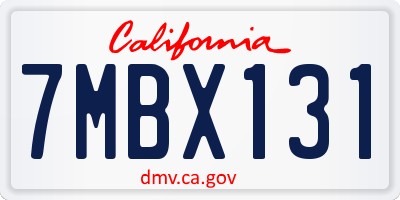 CA license plate 7MBX131