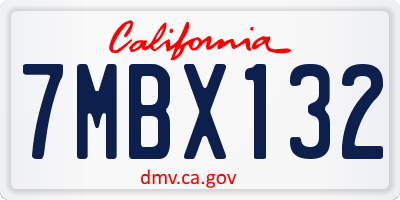 CA license plate 7MBX132