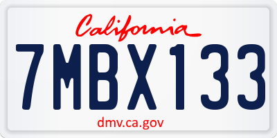 CA license plate 7MBX133