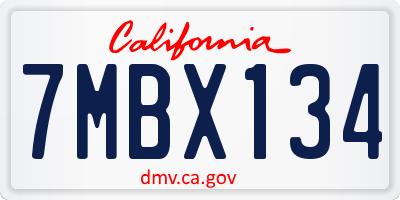 CA license plate 7MBX134