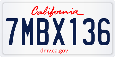 CA license plate 7MBX136
