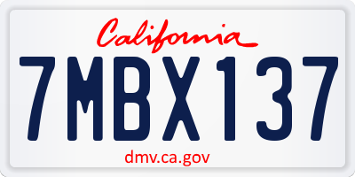 CA license plate 7MBX137