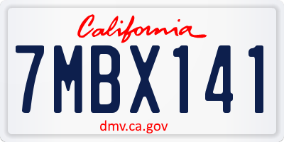 CA license plate 7MBX141