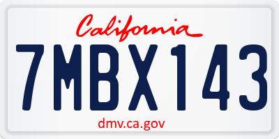 CA license plate 7MBX143
