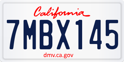 CA license plate 7MBX145