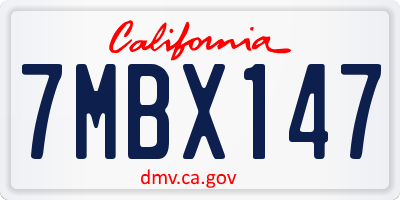 CA license plate 7MBX147