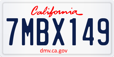 CA license plate 7MBX149