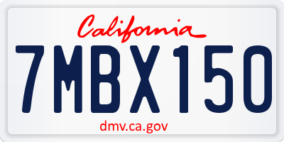 CA license plate 7MBX150