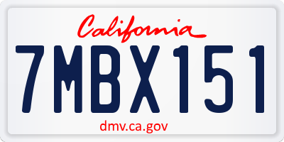 CA license plate 7MBX151