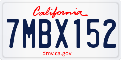 CA license plate 7MBX152