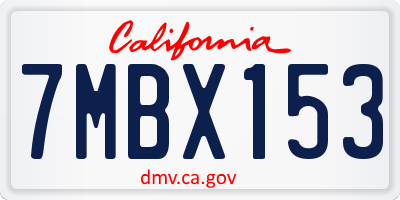 CA license plate 7MBX153