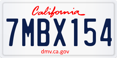 CA license plate 7MBX154