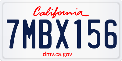 CA license plate 7MBX156