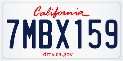 CA license plate 7MBX159