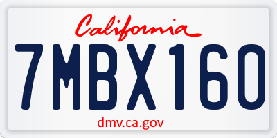 CA license plate 7MBX160
