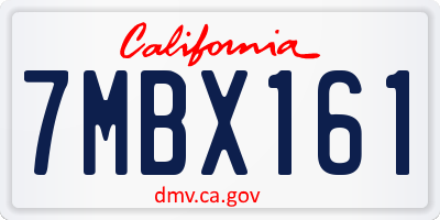 CA license plate 7MBX161