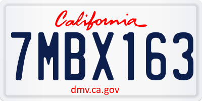 CA license plate 7MBX163
