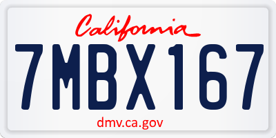 CA license plate 7MBX167