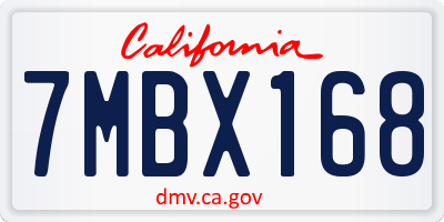 CA license plate 7MBX168