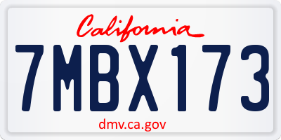 CA license plate 7MBX173