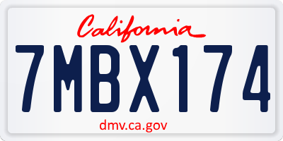 CA license plate 7MBX174