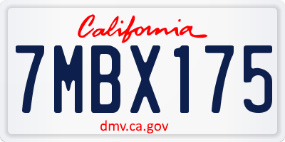 CA license plate 7MBX175