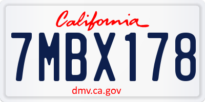 CA license plate 7MBX178