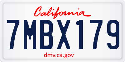 CA license plate 7MBX179