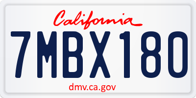 CA license plate 7MBX180