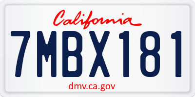 CA license plate 7MBX181