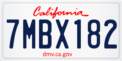 CA license plate 7MBX182
