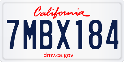CA license plate 7MBX184