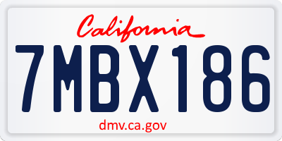 CA license plate 7MBX186
