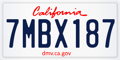 CA license plate 7MBX187