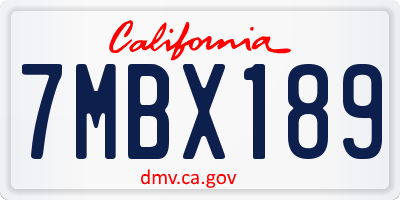CA license plate 7MBX189