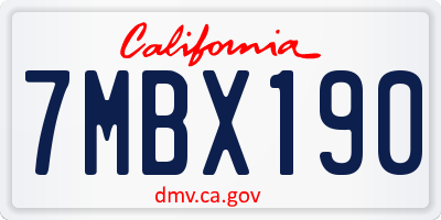 CA license plate 7MBX190