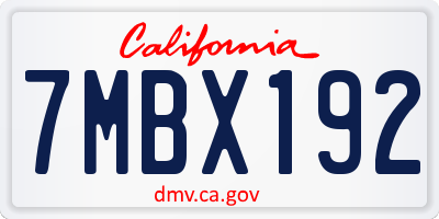 CA license plate 7MBX192