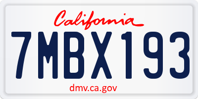 CA license plate 7MBX193