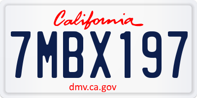 CA license plate 7MBX197