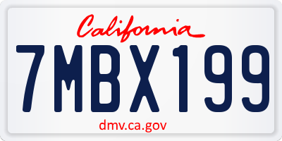 CA license plate 7MBX199