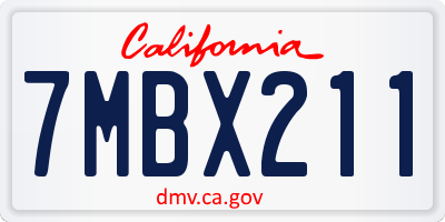 CA license plate 7MBX211