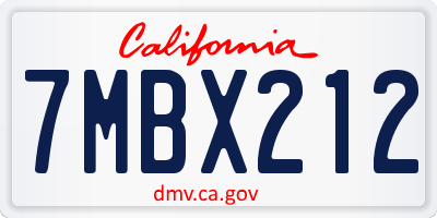 CA license plate 7MBX212