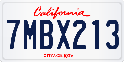 CA license plate 7MBX213