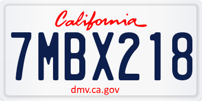 CA license plate 7MBX218