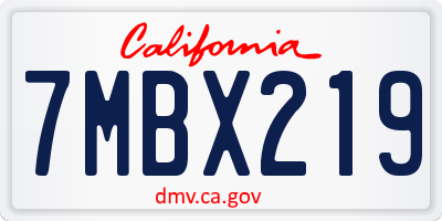 CA license plate 7MBX219